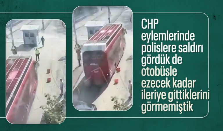 CHP’nin sürücüsünün polisin üzerine otobüs sürdüğü anlar